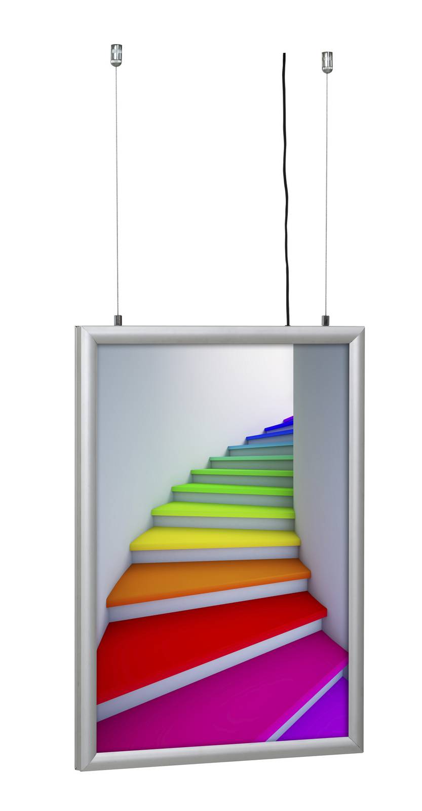Cadre led lumineux suspendu avec éclairage pour affichage publicitaire