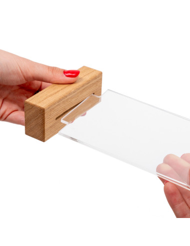 7021 Porte visuel avec socle en bois : PLV de comptoir | Afix