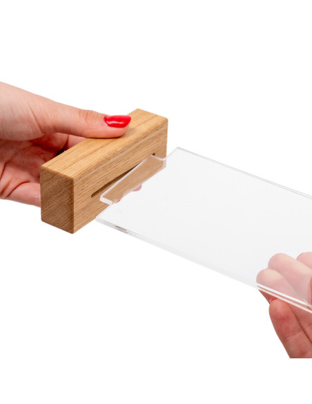 7021 Porte visuel avec socle en bois : PLV de comptoir | Afix