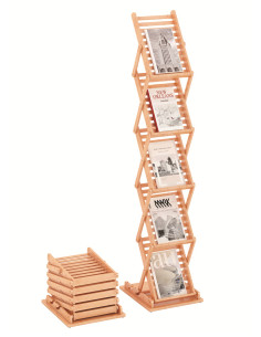 4098 Présentoir pliable en bambou porte brochures : Présentoirs prospectus, flyers, catalogues | Afix