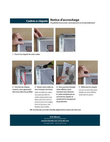 Cadre à clapets fixation par adhésif 8041 : Portes affiches intérieur - Afix